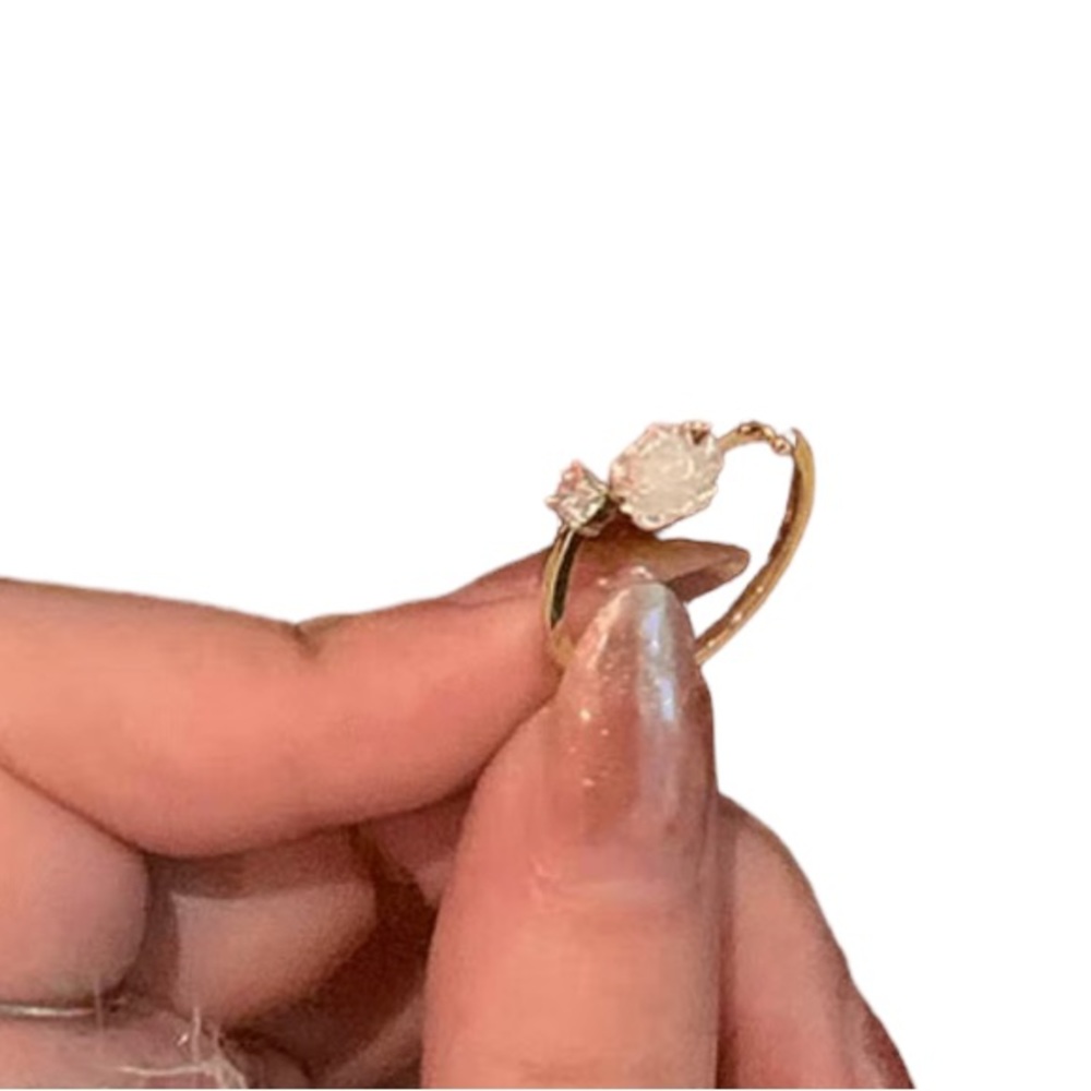 Silver Rose and Rhinestone Adjustable Ring